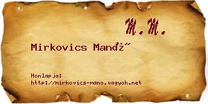 Mirkovics Manó névjegykártya